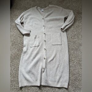 Cozy Beige Cardigan Dress with Pockets